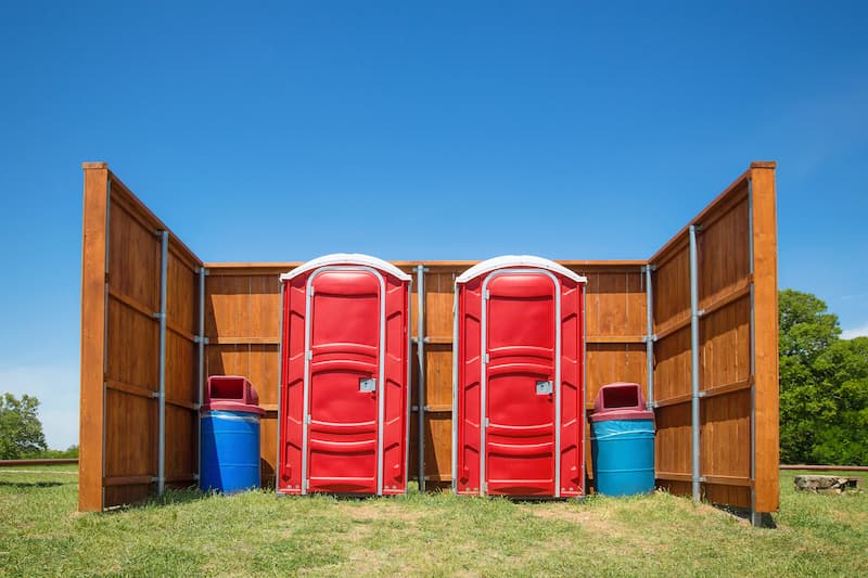 Short-term porta potty units staged for delivery in Saint Andrews, South Carolina